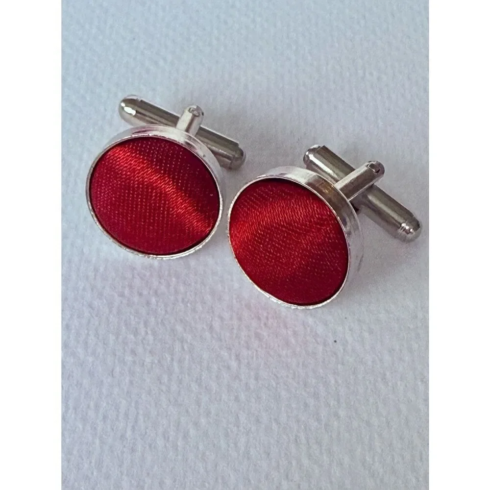 Red Satin Bow Tie Set Pocket Square Cuff Links Women’s Formal Prom Tuxedo Set